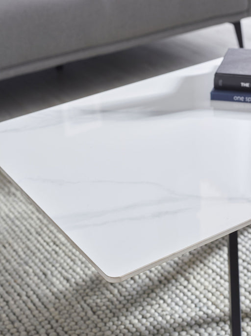 Lillian White Marble Coffee Table – Ceramic & Steel - Luminex FurnitureCoffee TableBRA002