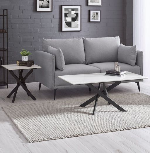 Lillian White Marble Coffee Table – Ceramic & Steel - Luminex FurnitureCoffee TableBRA002