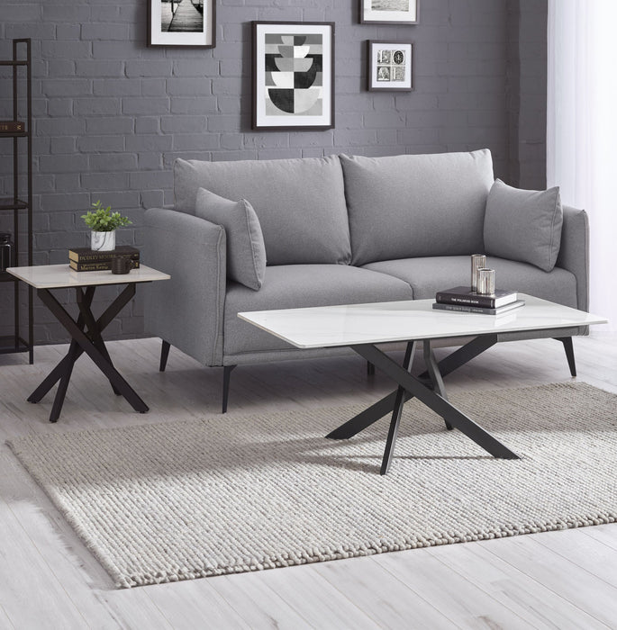 Lillian White Marble Coffee Table – Ceramic & Steel - Luminex FurnitureCoffee TableBRA002