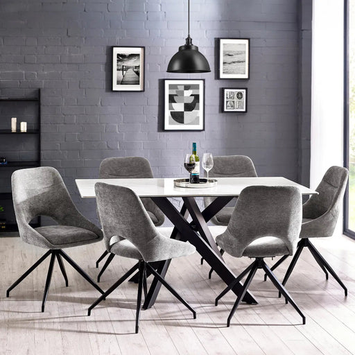 Lillian White Marble Dining Table – Ceramic Italian Marble Effect - Luminex FurnitureDining TableBRA001