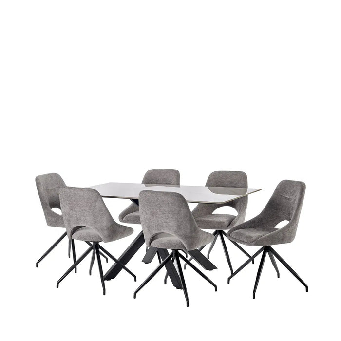 Lillian White Marble Dining Table – Ceramic Italian Marble Effect - Luminex FurnitureDining TableBRA001