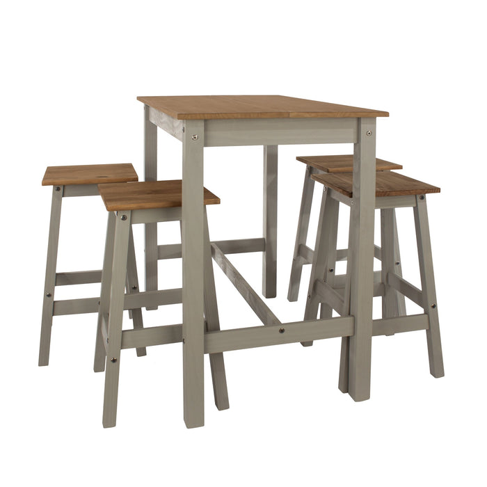 Linea Dining Set Grey Breakfast Table & 4 High Stool - LuminexFurnitureDining SetCRGTBSET10