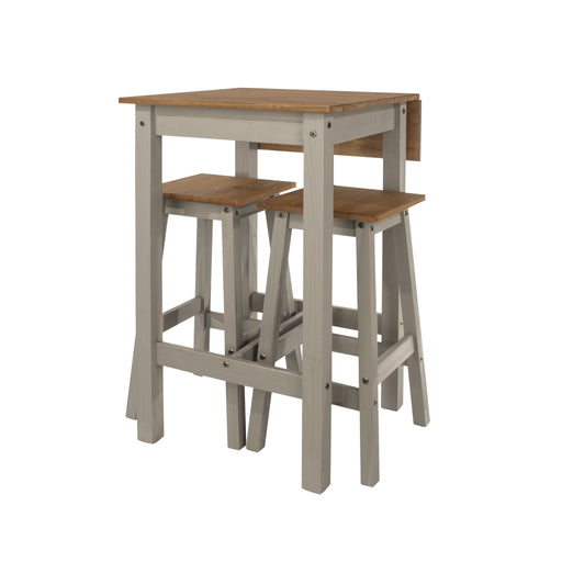 Linea Dining Set Grey Drop Leaf Table & 2 High Stools - LuminexFurnitureDining SetCRGTBSET9