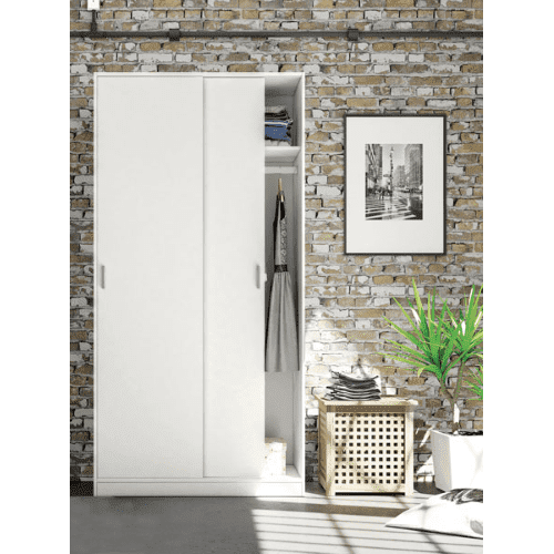 Lorena White Compact Sliding Door Wardrobe - Luminex FurnitureWardrobe3207