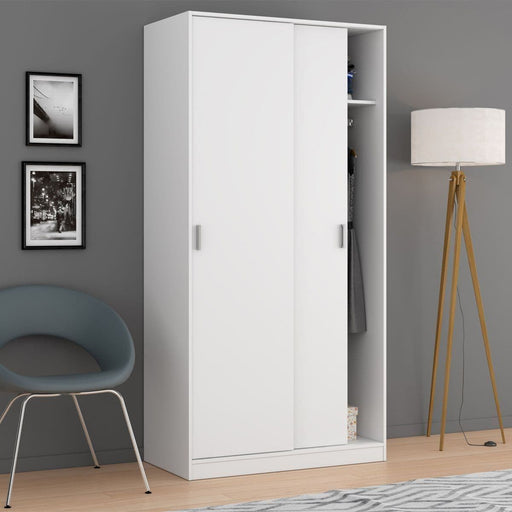 Lorena White Compact Sliding Door Wardrobe - Luminex FurnitureWardrobe3207