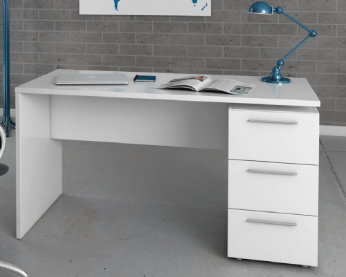 Lucera Arctic White 3 - Drawer Office Desk - Luminex FurnitureDesk2614