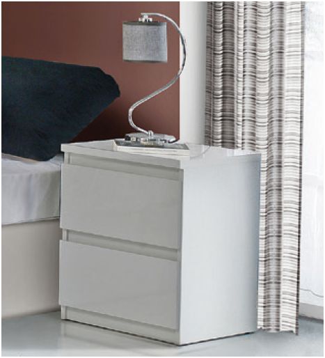 Lucera White Gloss 2 - Drawer Bedside Table - Luminex FurnitureBedside Table2413