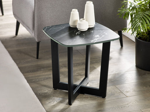 Luciana Lamp Table – Black Marble Effect - Luminex FurnitureLamp TableOLY012