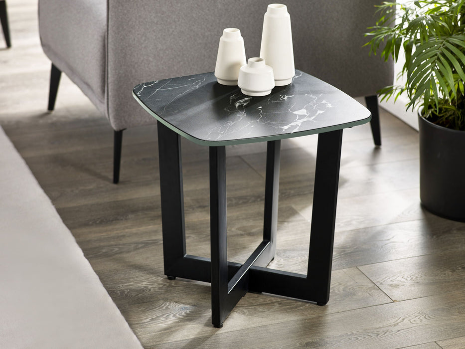 Luciana Lamp Table – Black Marble Effect - Luminex FurnitureLamp TableOLY012