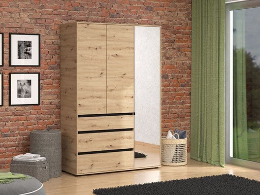 Lunetta Artisan Oak 3 - Door 3 - Drawer Mirrored Wardrobe - Luminex FurnitureWardrobe3473