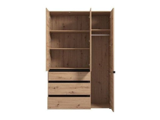 Lunetta Artisan Oak 3 - Door 3 - Drawer Mirrored Wardrobe - Luminex FurnitureWardrobe3473