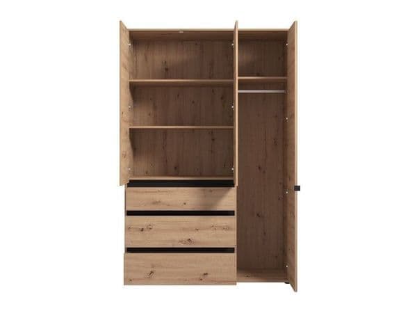 Lunetta Artisan Oak 3 - Door 3 - Drawer Mirrored Wardrobe - Luminex FurnitureWardrobe3473