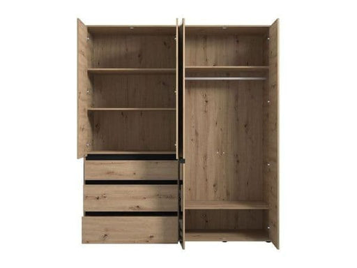 Lunetta Artisan Oak 4 - Door 3 - Drawer Mirrored Wardrobe - Luminex FurnitureWardrobe3471