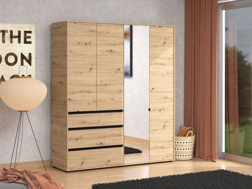 Lunetta Artisan Oak 4 - Door 3 - Drawer Mirrored Wardrobe - Luminex FurnitureWardrobe3471