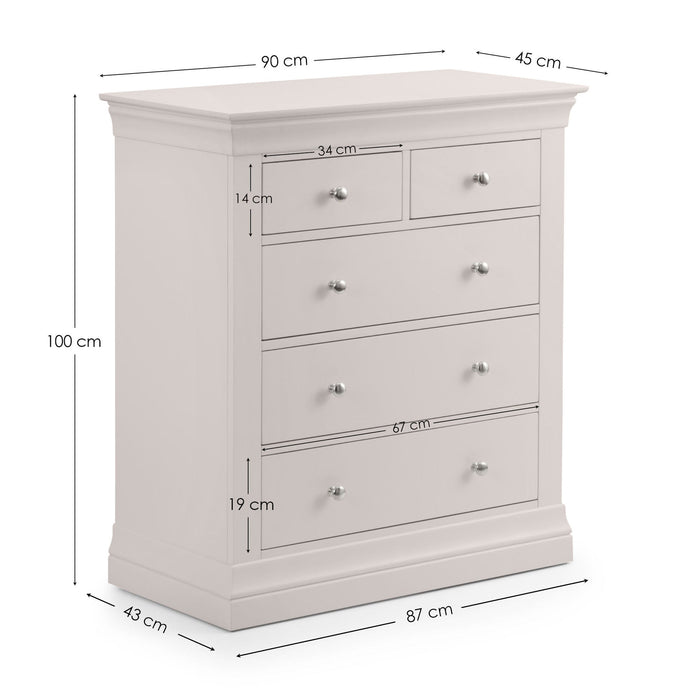 Lunex 3+2 Drawer Chest - Light Grey - Luminex FurnitureChest of drawersCLE302