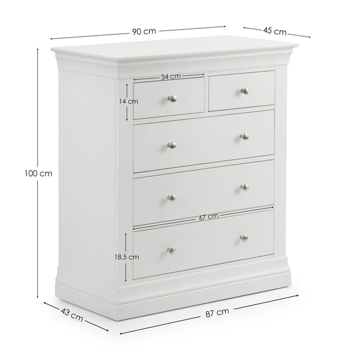 Lunex 3+2 Drawer Chest - Surf White - Luminex FurnitureChest of drawersCLE202