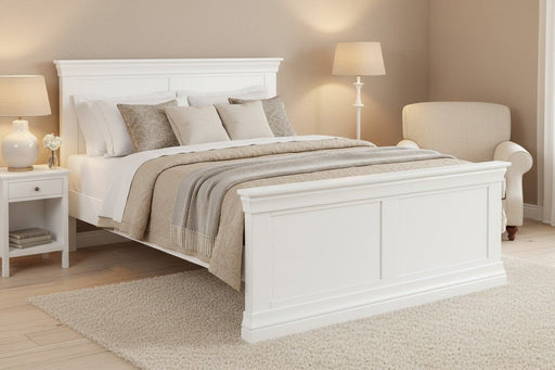 Lunex Painted Pine Bed Frame – White or Light Grey - Luminex FurnitureWooden BedsCLE205