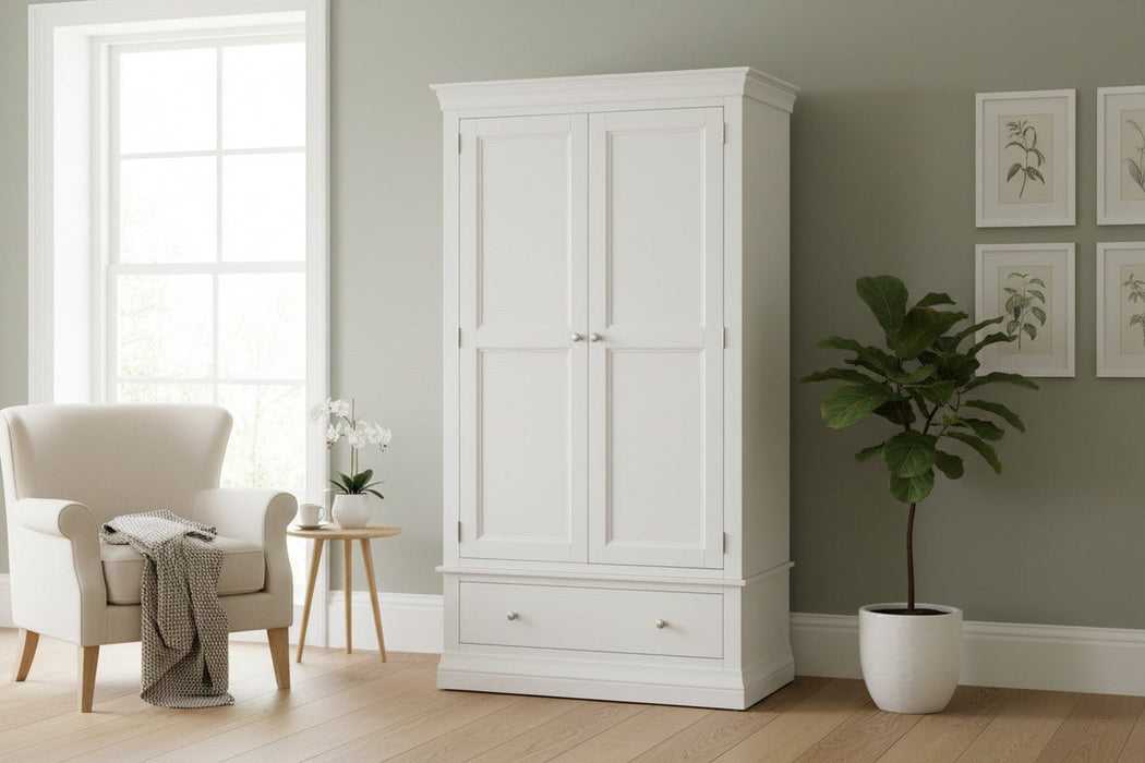 Lunex Surf White 2 Door 1 Drawer Wardrobe - Luminex FurnitureWardrobeCLE204