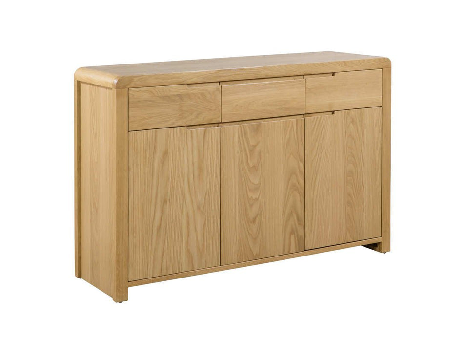 Madeleine Curved White Solid Oak Sideboard – 3 Door 3 Drawer Retro Storage - Luminex FurnitureSideboardCUR307