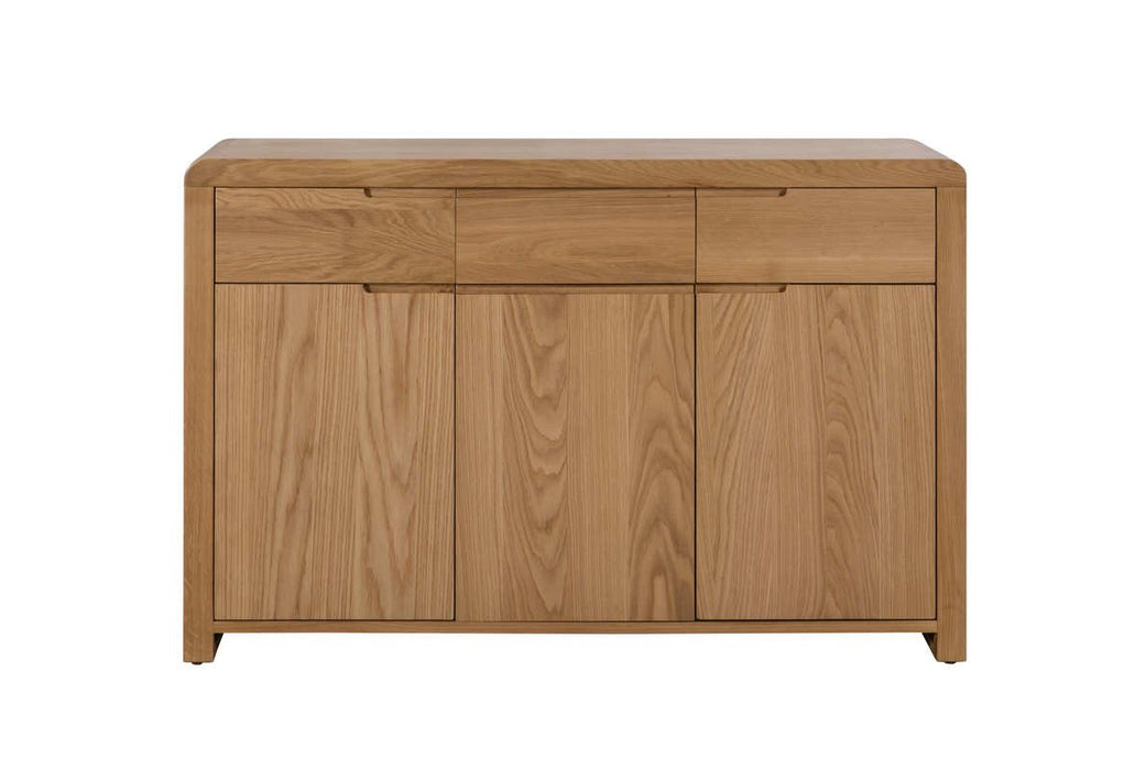 Madeleine Curved White Solid Oak Sideboard – 3 Door 3 Drawer Retro Storage - Luminex FurnitureSideboardCUR307