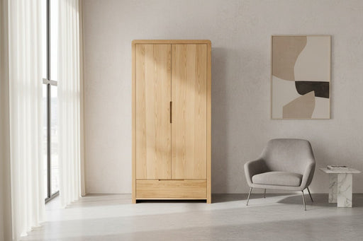 Madeleine Oak 2 Door 1 Drawer Wardrobe - Luminex FurnitureWardrobeCUR205