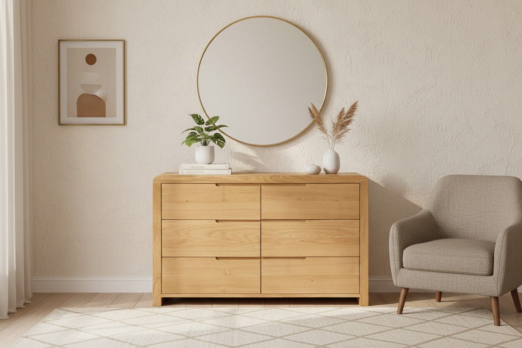 Madeleine Oak 6 Drawer Wide Chest of Drawers - Luminex FurnitureChest of drawersCUR204
