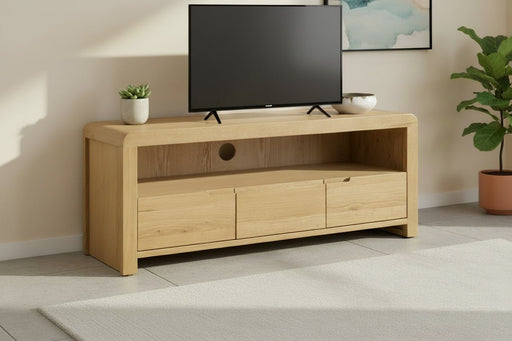Madeleine TV Unit with Drawers – Curved Solid Oak - Luminex FurnitureTV UnitCUR306