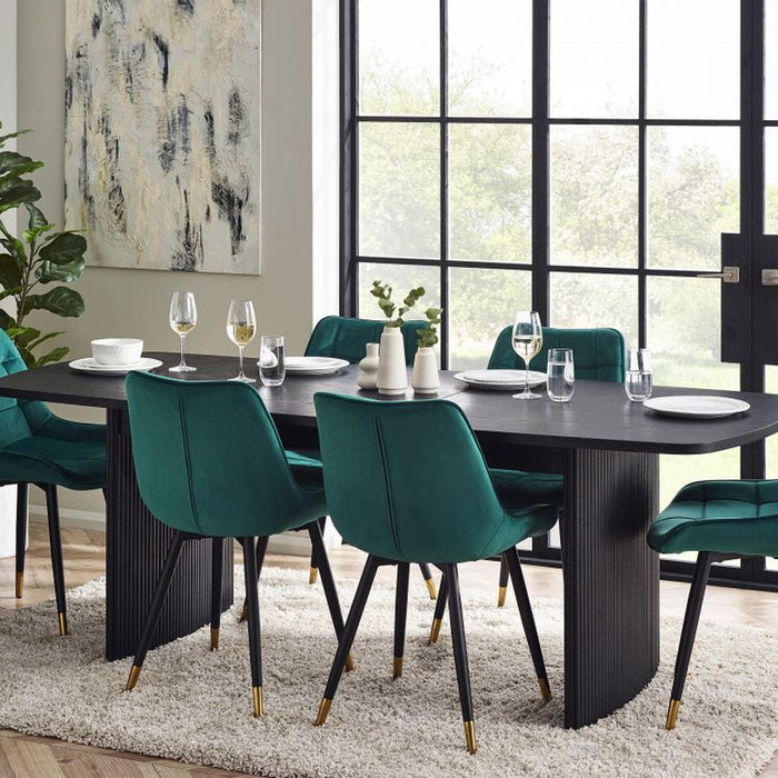 Marigold Fluted Extending Dining Table - Black - Luminex FurnitureDining TableLOU004