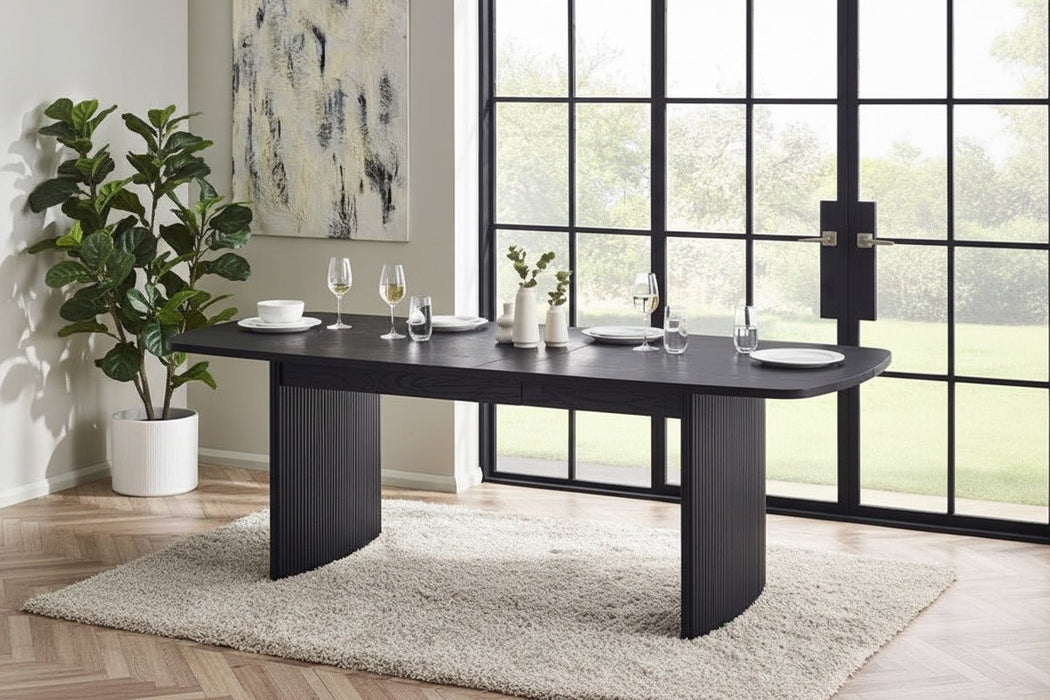 Marigold Fluted Extending Dining Table - Black - Luminex FurnitureDining TableLOU004