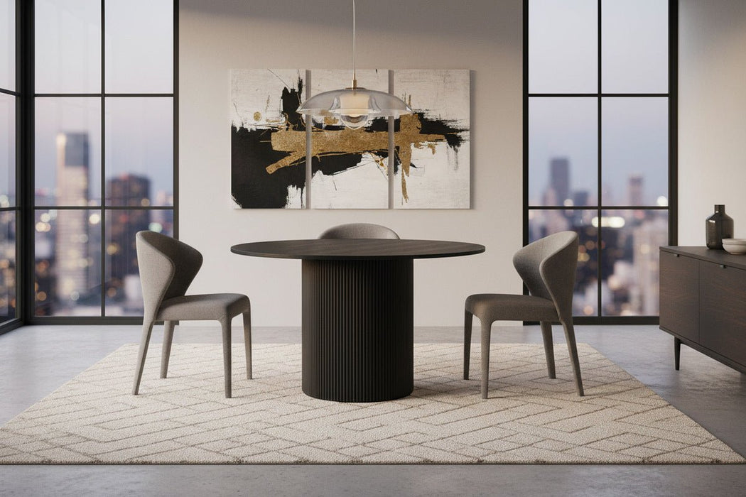 Marigold Fluted Round Dining Table - Black - Luminex FurnitureDining TableLOU005