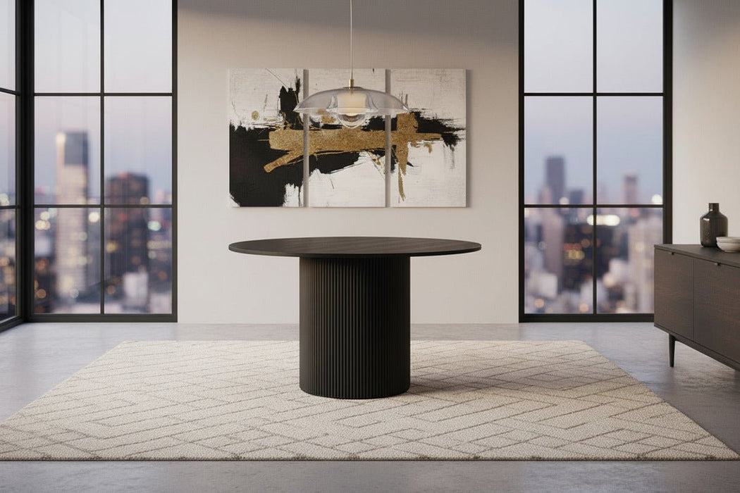 Marigold Fluted Round Dining Table - Black - Luminex FurnitureDining TableLOU005