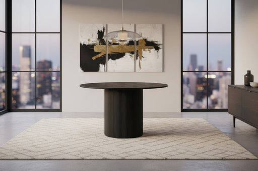 Marigold Fluted Round Dining Table - Black - Luminex FurnitureDining TableLOU005