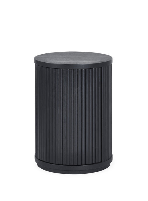 Marigold Fluted Side Table With Door - Black - Luminex FurnitureLamp TableLOU009