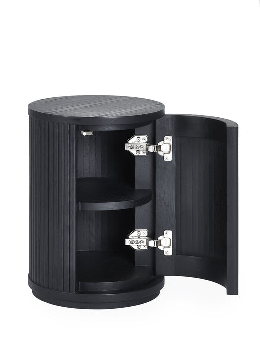 Marigold Fluted Side Table With Door - Black - Luminex FurnitureLamp TableLOU009
