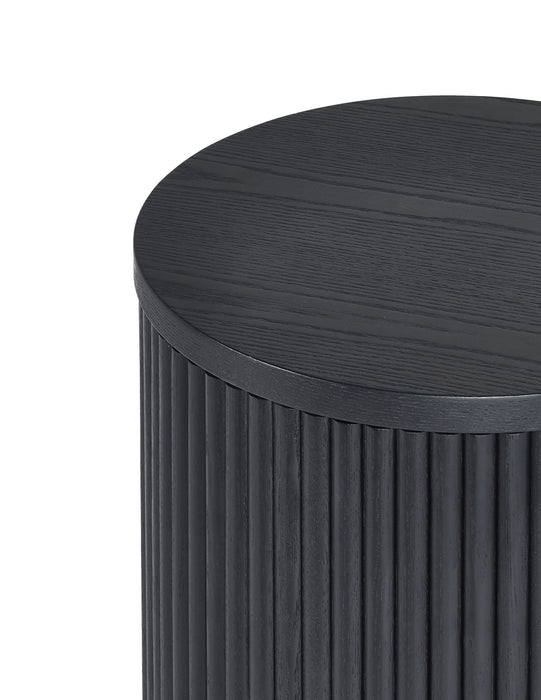 Marigold Fluted Side Table With Door - Black - Luminex FurnitureLamp TableLOU009