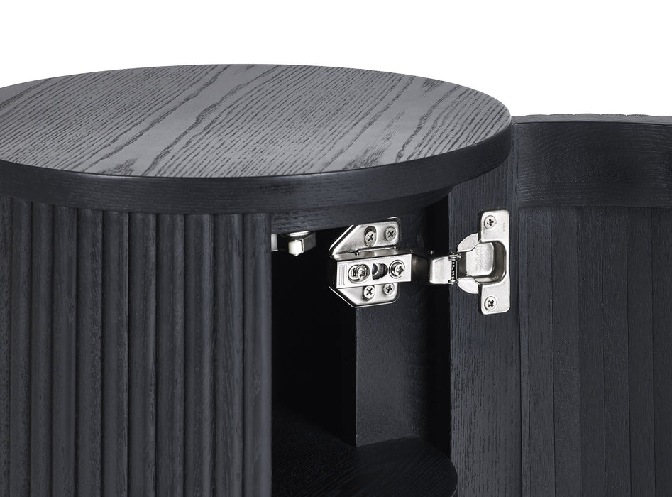 Marigold Fluted Side Table With Door - Black - Luminex FurnitureLamp TableLOU009