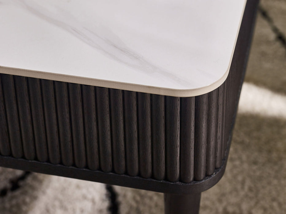 Marigold Fluted Stone Top Coffee Table – Black with Storage - Luminex FurnitureCoffee TableLOU003