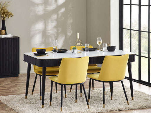 Marigold Fluted Stone Top Dining Table With Drawers - Black - Luminex FurnitureDining TableLOU001