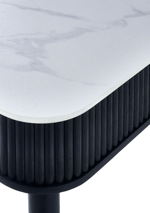 Marigold Fluted Stone Top Dining Table With Drawers - Black - Luminex FurnitureDining TableLOU001