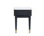 Marigold Fluted Stone Top Lamp Table With Drawer - Black - Luminex FurnitureLamp TableLOU002