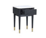 Marigold Fluted Stone Top Lamp Table With Drawer - Black - Luminex FurnitureLamp TableLOU002