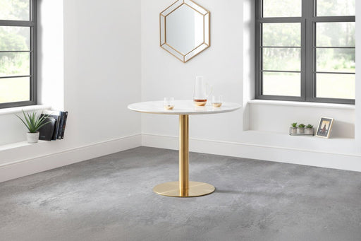 Marissa Round Dining Table – Marble & Gold Pedestal - Luminex FurnitureDining TablePAL201