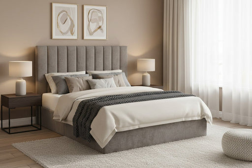 Marlow Grey Chenille Panel Bed Frame - Luminex FurnitureFabric BedsELO001