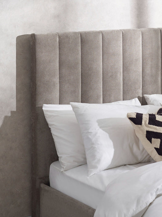 Marlow Grey Chenille Panel Bed - Luminex FurnitureFabric BedsELO001