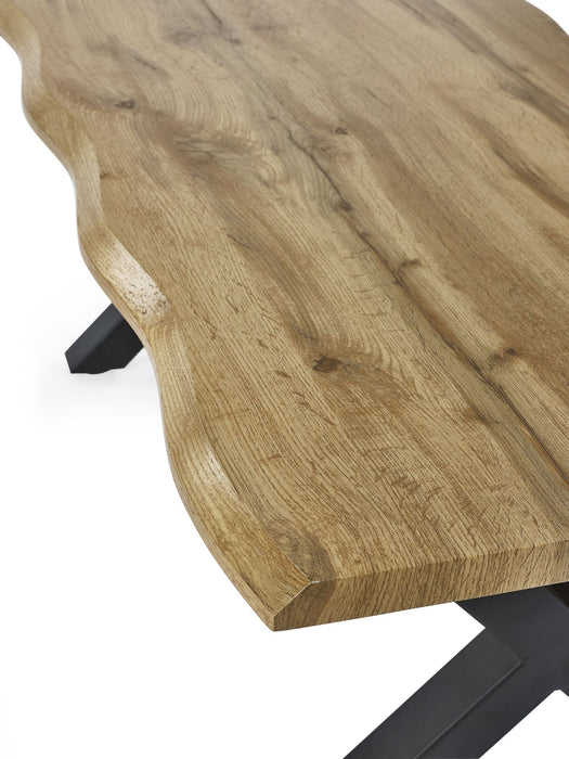 Marlowe Coffee Table – Oak Effect Top & Black Cross Legs - Luminex FurnitureCoffee TableHAR002