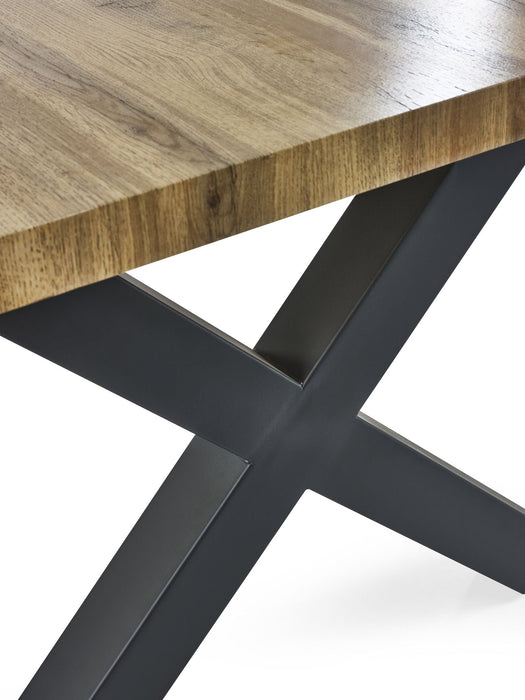 Marlowe Coffee Table – Oak Effect Top & Black Cross Legs - Luminex FurnitureCoffee TableHAR002