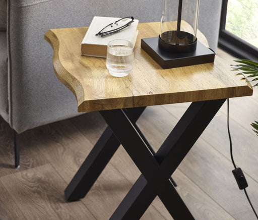 Marlowe Lamp Table - Oak Effect & Black Legs - Luminex FurnitureLamp TableHAR001