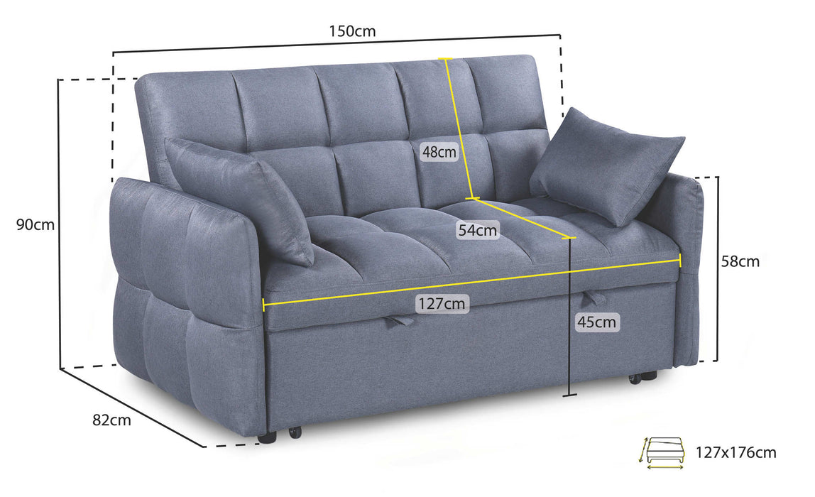 Marquis Grey 2 Seater Sofa Bed – Compact & Stylish - Luminex FurnitureSofasmason_2str_grey