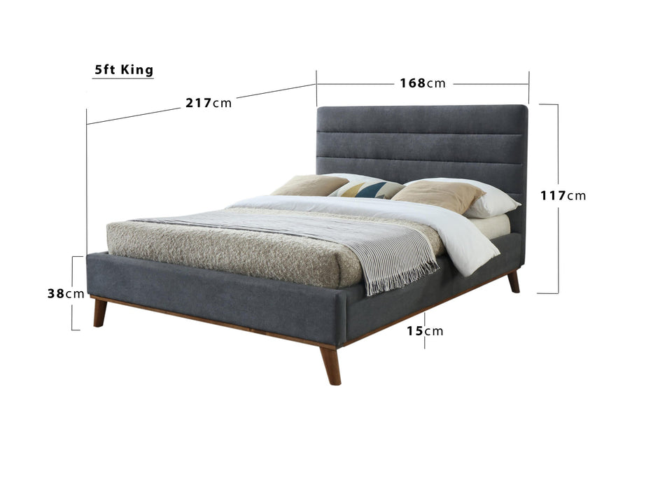 Mayfair Dark Grey Fabric Bed - Luminex FurnitureBedMAY46DGREY