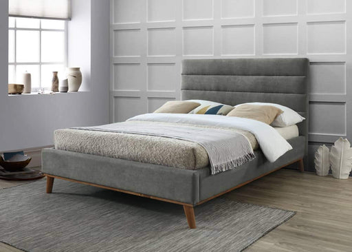Mayfair Light Grey Fabric Bed Frame - Luminex FurnitureBedMAY46LGREY